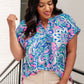 Lizzy Cap Sleeve Top in Pink and Jade Paisley Mix