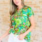 Lizzy Cap Sleeve Top in Retro Green Floral