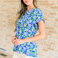 Lizzy Cap Sleeve Top in Royal and Pink Wildflower