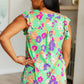 Lizzy Flutter Sleeve Top in Emerald and Purple Floral