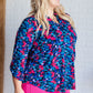 Lizzy Top in Navy and Teal Multi