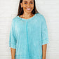 Loosely Speaking Oversized Basic Top in Turquoise