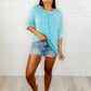 Loosely Speaking Oversized Basic Top in Turquoise
