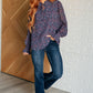 Lucid Dream Ruffle Neckline Blouse in Navy