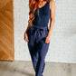 Lysa Satin Stripe Lounge Pants in Smoky Navy