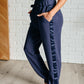 Lysa Satin Stripe Lounge Pants in Smoky Navy