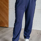 Lysa Satin Stripe Lounge Pants in Smoky Navy