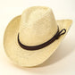 Ivory Straw Braided Belt Strap Fashion Hat