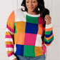 Manifesting Moment Checkered Color Block Sweater