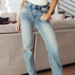 Miranda High Rise Plaid Cuff Vintage Straight Jeans