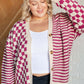 No Brainer Button Down Sweater Knit Cardigan in Magenta/Oatmeal