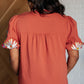 No Concerns Embroidered Sleeve Blouse