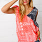 Coral & Navy Paisley Shoulder Tie Top