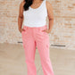 Peggy High Rise Cargo Straight Jeans in Pink