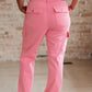 Peggy High Rise Cargo Straight Jeans in Pink