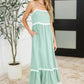 Ripple Effect Spaghetti Strap Dress in Sage