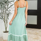 Ripple Effect Spaghetti Strap Dress in Sage