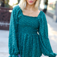 Always With You Teal Smocked Ditzy Floral Ruffle Top