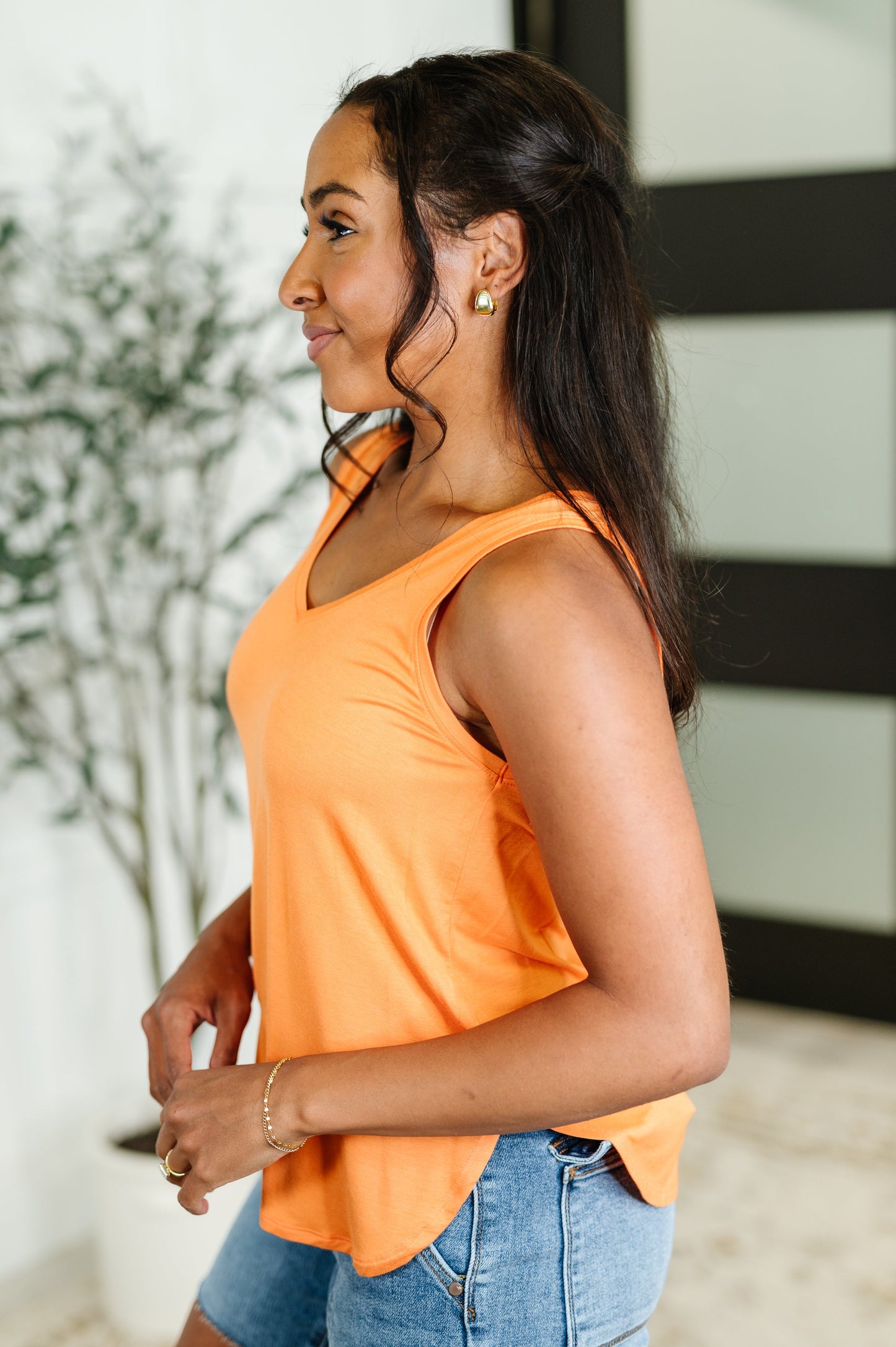 Simpler Times Basic V-Neck Tank in Orange