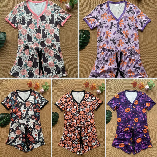 PREORDER: Halloween Pajama Short Set in Five Prints