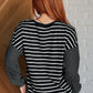 Super Clever Patchwork Striped Top in Black