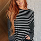 Super Clever Patchwork Striped Top in Black