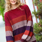 Take All Of Me Burgundy & Navy Stripe Oversized Sweater