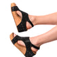 Ashley Wedge Sandals in Black Rhinestone