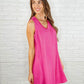 The Power I Hold V-Neck Ribbed Knit Dress in Fuchsia