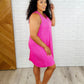 The Power I Hold V-Neck Ribbed Knit Dress in Fuchsia