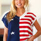 Stars & Stripes Americana V Neck Dolman Sweater Top