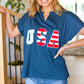 USA Navy Patch Notched Neck Dolman Top