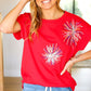 Light Me Up Red Sequin Firework Dolman Top