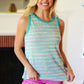 Casual Living Mint Multicolor Stripe Textured Knit Tank Top