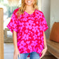 Tropical Trance Magenta Floral V Neck Woven Top