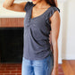 Sunny Days Charcoal Sweetheart Neckline Ribbed Top