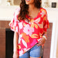 Tropical Vibes Peach Floral Dolman Ruffle Frill Sleeve Blouse