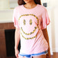 Live For Today Pink Floral Smiley Face Flutter Sleeve Tee