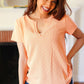 Feel Your Best Coral Baby Waffle Henley Neckline Top