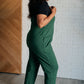 Totally Me Spaghetti Strap Jumpsuit in Dark Green