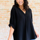 Up For Anything V-Neck Blouse in Black