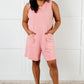 Up and Running Mineral Wash Romper in Coral Pink