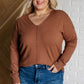 V-Neck Front Seam Sweater in Deep Camel