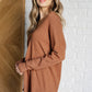 V-Neck Front Seam Sweater in Deep Camel