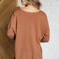 V-Neck Front Seam Sweater in Deep Camel