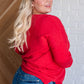 V-Neck Front Seam Sweater in Heather Red