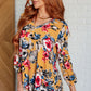 V-Neck Scoop Hem Top in Marigold Floral