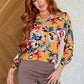 V-Neck Scoop Hem Top in Marigold Floral