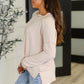 Wander & Rest Cable Ribbed Knit Drop Shoulder Top in Sand Beige