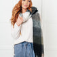 Wanderlust Wrap Oversized Plaid Fringe Scarf in Grey and Jade